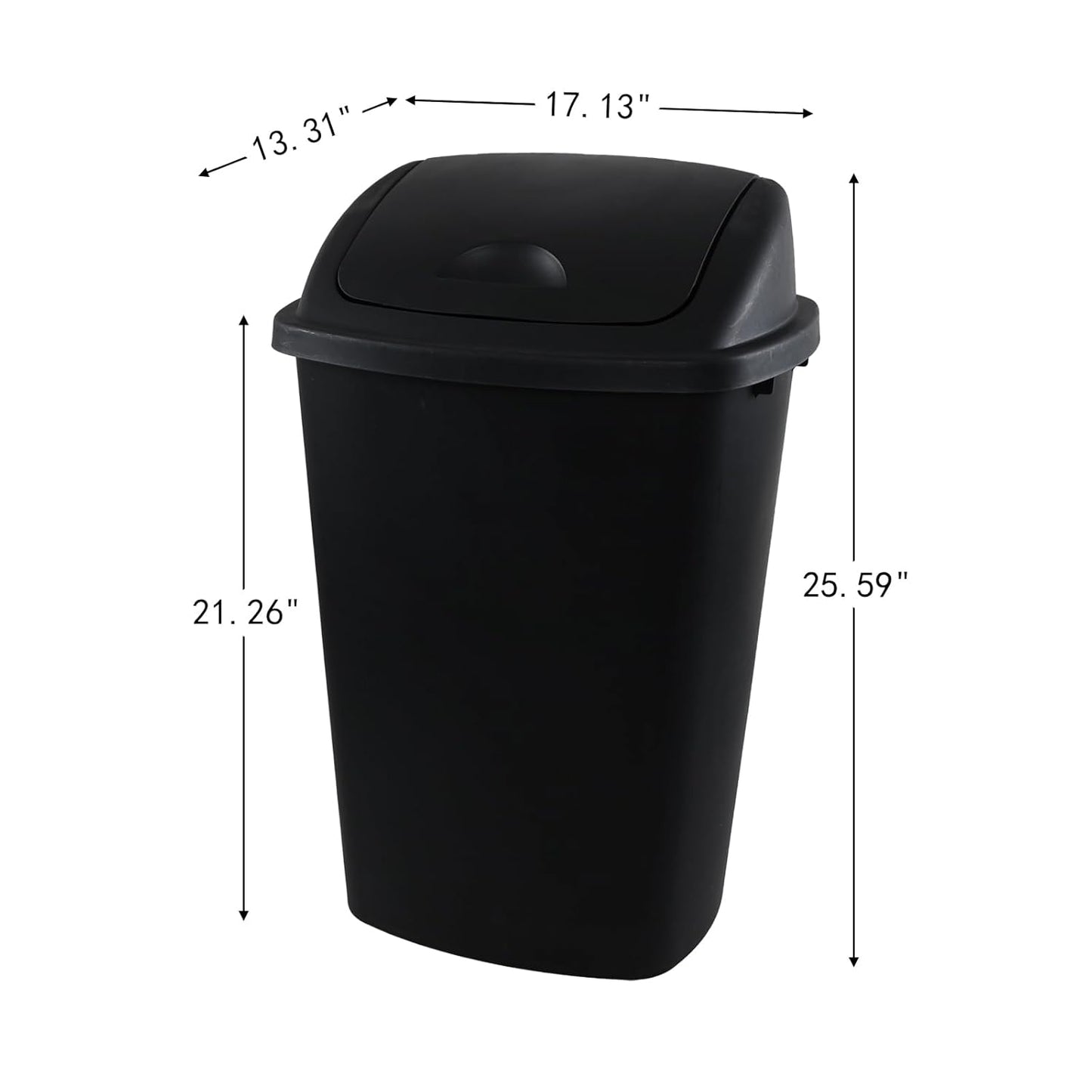 13 Gallon Black Outdoor Garbage Can with Swing Lid, Heavy-Duty Construction Trash Can, 4 Pack