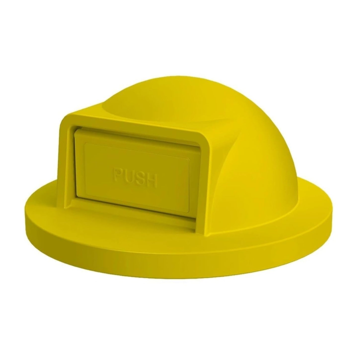 42 Gallon Slatted Circle 100% Recycled Plastic Commercial Outdoor and Indoor Trash Can with Push Open Dome Lid and Internal Liner | Great for Schools and Businesses - Yellow