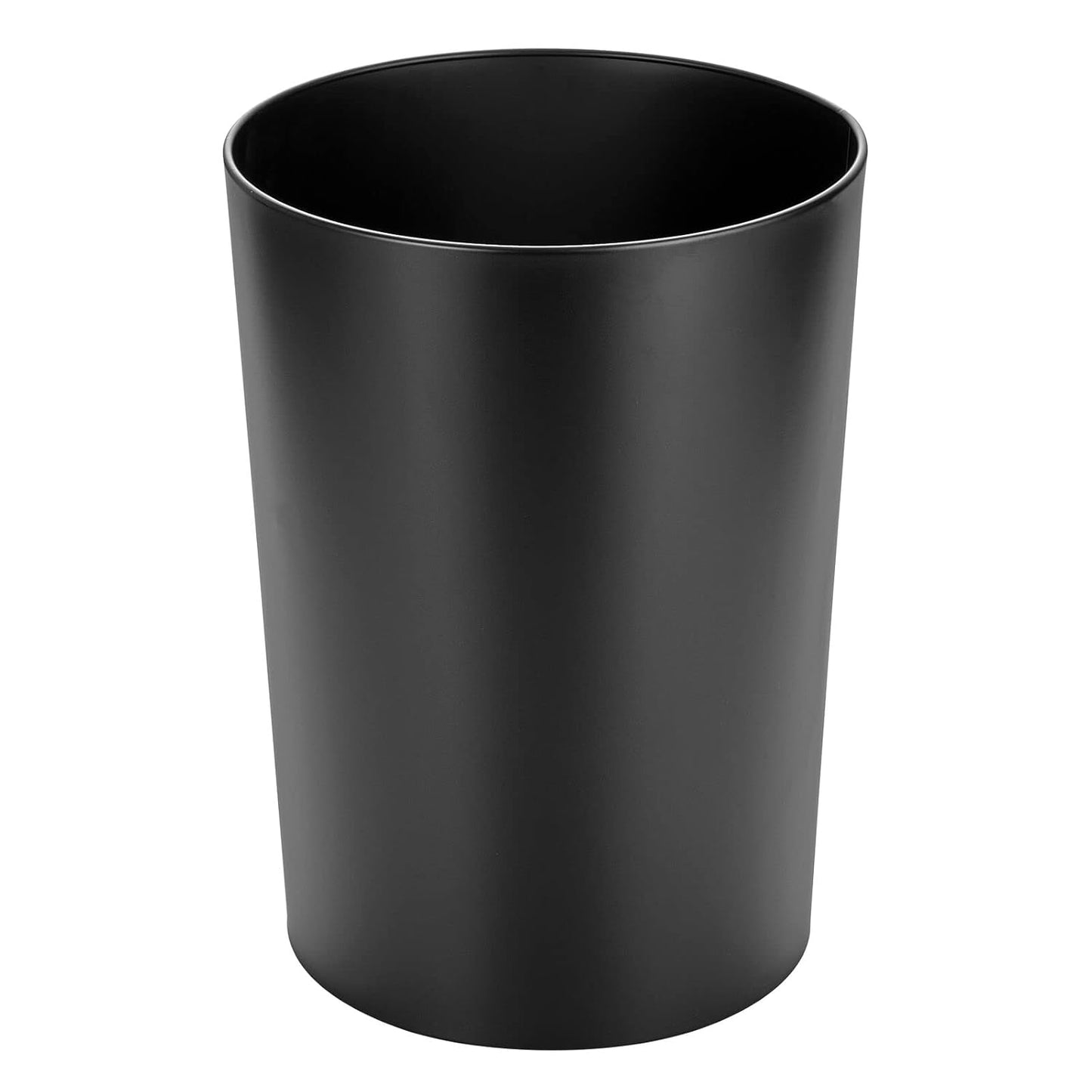 mDesign Stainless Steel Round Metal Trash Can, Small 4 Gallon Wastebasket, Garbage Basket Bin for Bathroom, Bedroom, Kitchen, or Home Office, Holds Waste and Recycle, Mirri Collection, Matte Black