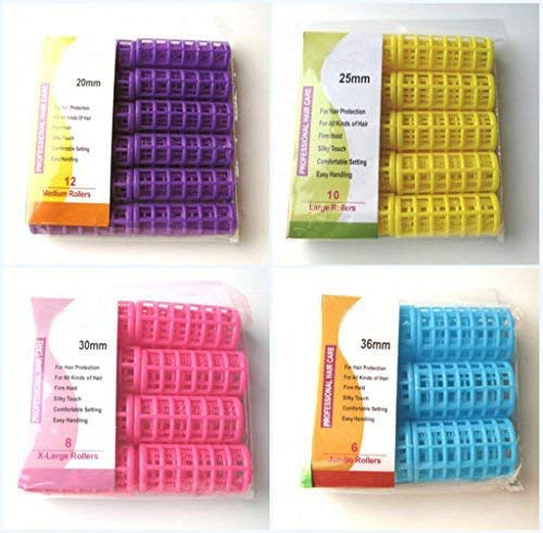 Kamay's Jumbo Hair Rollers Comb Curlers Clips Styling Rollers Hair Curls Wave Style Hairdressing Curlers Tools (Plastic Styling 36mm 1 1/2" 6PCS Random Clolor)