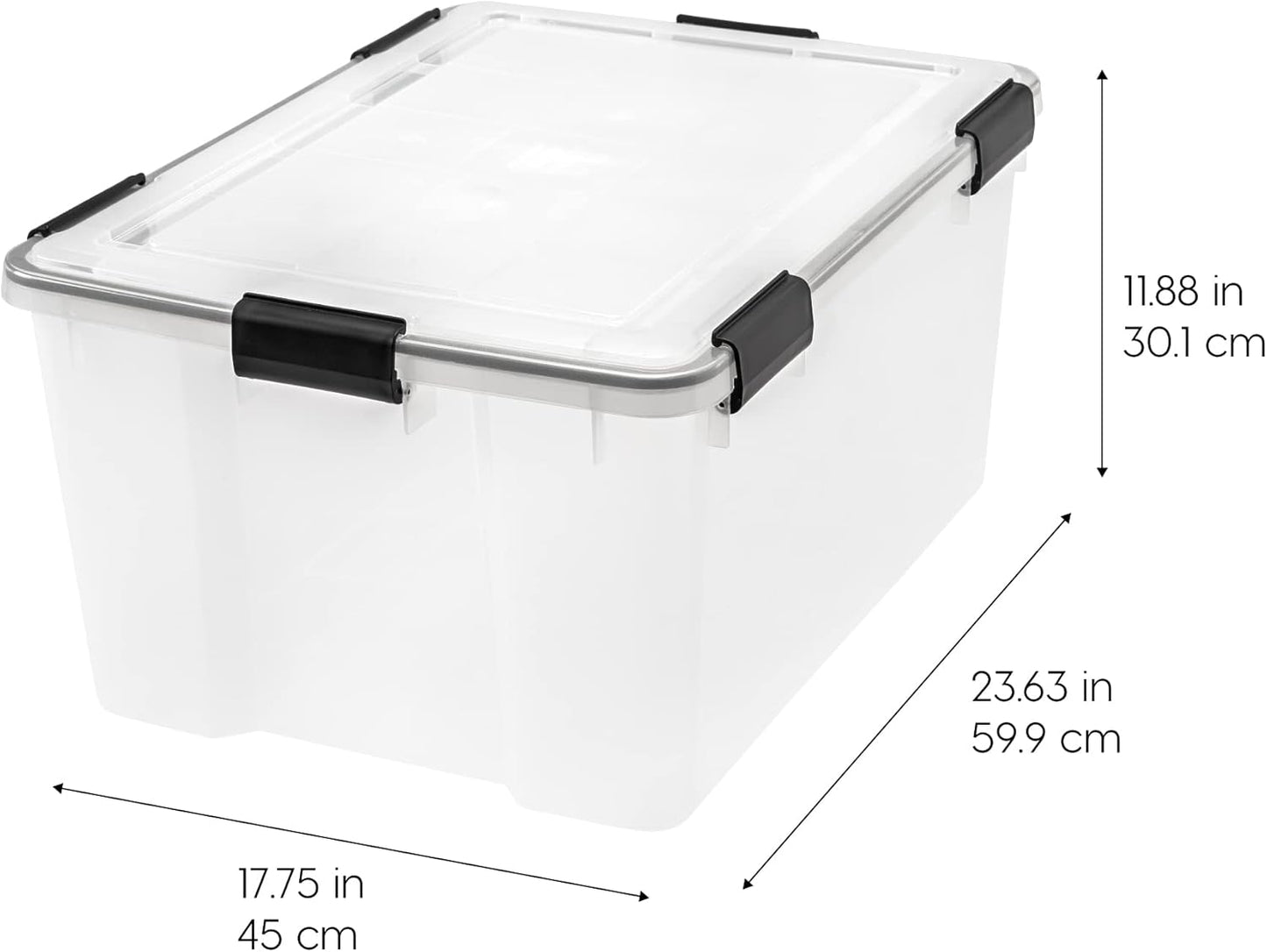IRIS USA 110559 62.8 Quart Weathertight Plastic Storage Box, Clear (4 Pack)