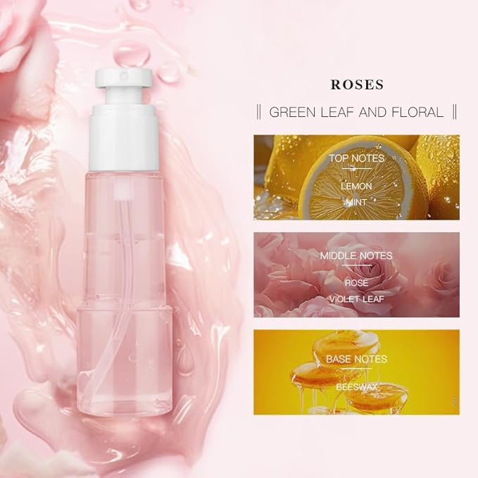 -Women's Hair Perfume, Essential Oil Hydrating Formula with Rose, Long-Lasting Fragrance 50ml Beeswax Enriched Spray for Frizz Control & Shine, 2.4 Fl Oz