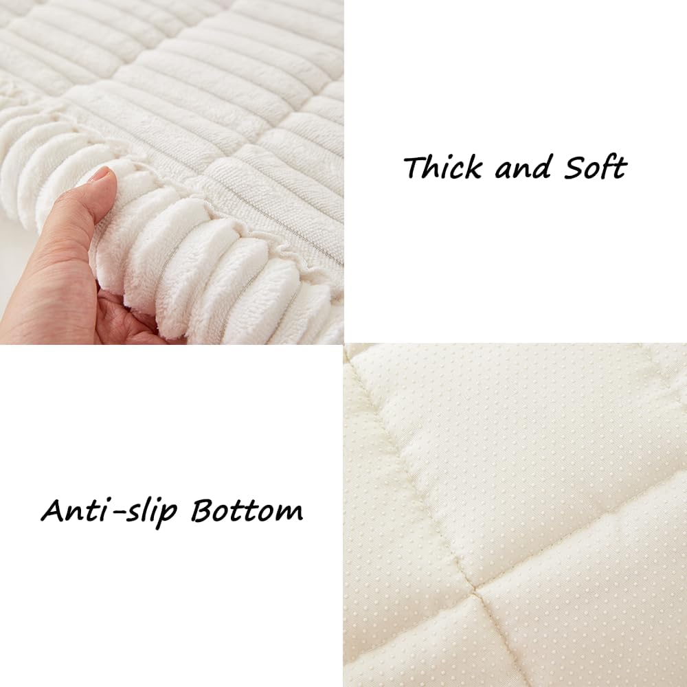 Couch Cover for Dogs Washable, Fuzzy Pet Couch Covers for 2 Cushion Sofa Pet Friendly, Non Slip Sofa Cover (White, 23.6" x 47"/60 x 120cm)