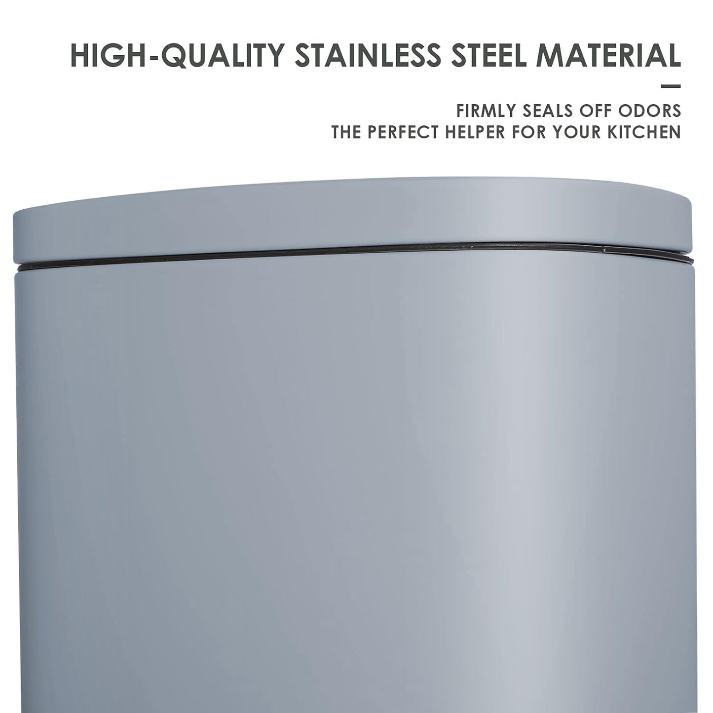 AthLike Trash Can, Stainless Steel Kitchen Garbage Can, Step Waste Bin with Hinged Lid and Removable Inner Bucket, Soft-Close, Dustbin for Bathroom Bedroom Living Room Home (Haze Blue, 13.2 Gal)