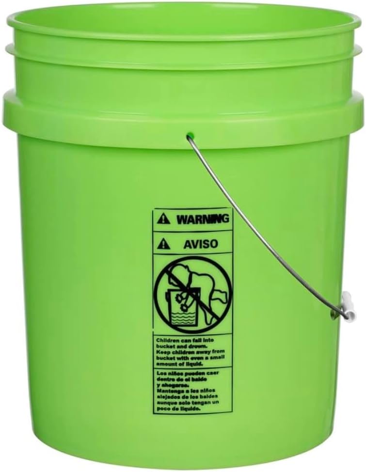 House Naturals 5 Gallon Premium HPDE Plastic Bucket - Made in USA Food Grade Storage Container, BPA Free All Purpose Pail (1, Lime)