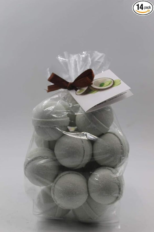 SpaPure COCONUT LIME Bath Bombs - 14 Bath Fizzies with Shea Butter, Ultra Moisturizing (12 Oz) ...Great for Dry Skin (Coconut Lime)