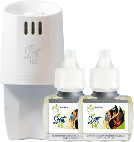 Scent Fill Bonfire Plug in Air Freshener Starter Kit, 2 Refills + Diffuser