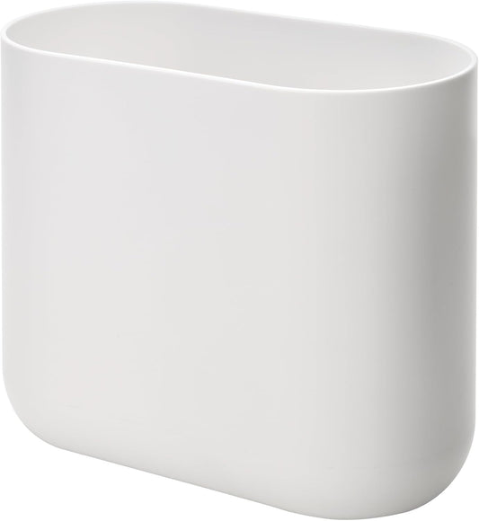 iDesign Slim Oval Plastic Waste Basket The Cade Collection, 10.56” x 5.5” x 9.77”, White