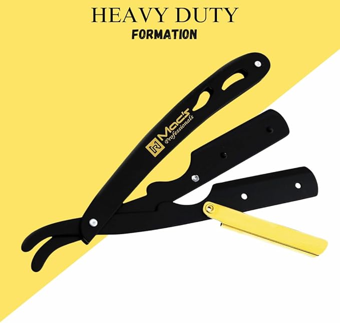 Professional B&G Straight Edge Shaving Razors,with Green Platinum Derby 100 Count Blades-Easy Blades Replacement Mechanism-100% Stainless Steel Macs-051BG1 (B & G with Green Platinum Blades)
