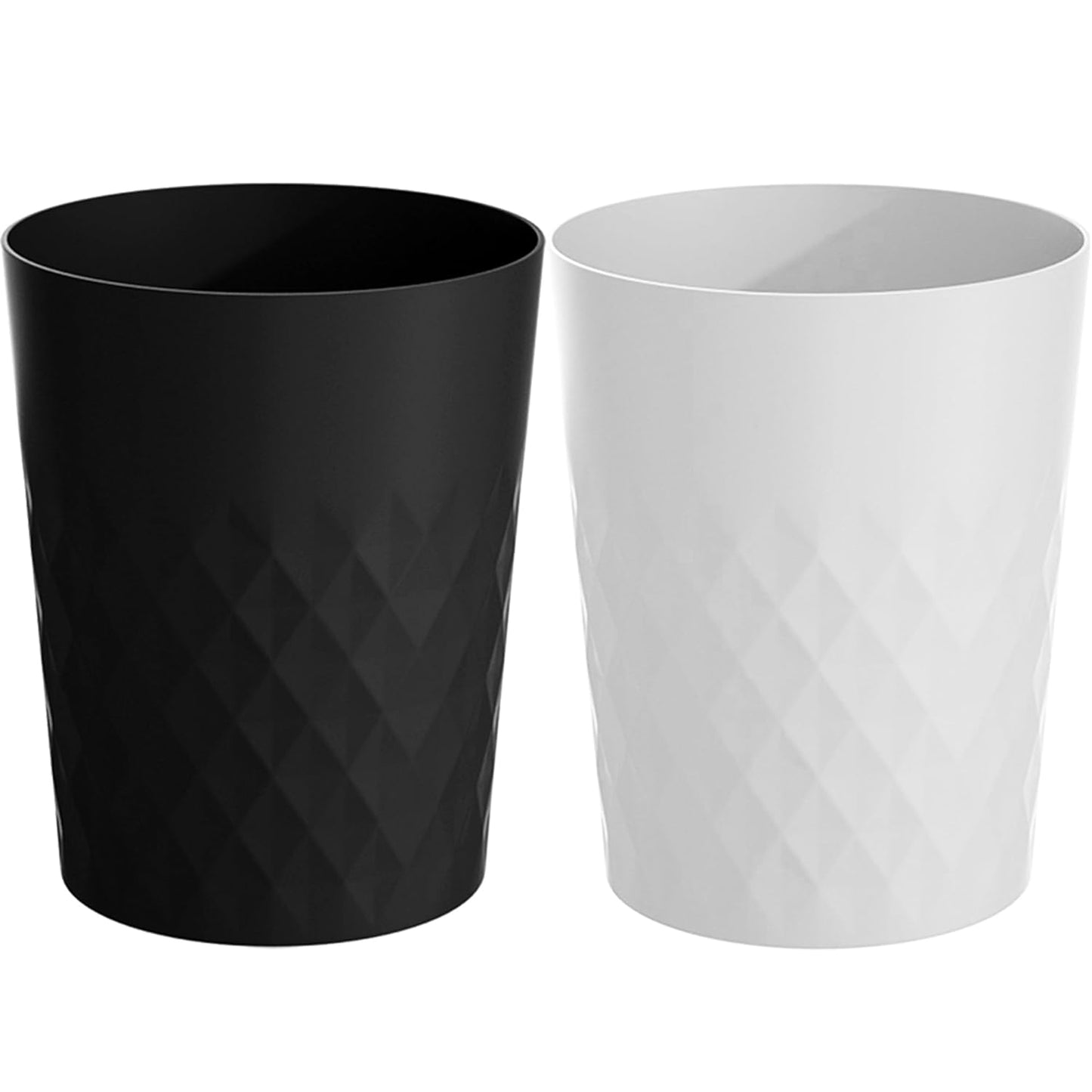 Small Bathroom Trash Can 2 Pack 1.8 Gallon Garbage Can Waste Basket Recycling Bin for Dorms Bedrooms Offices Kitchens, Black White