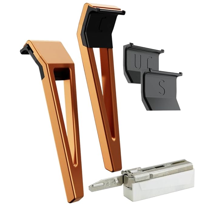 HYPE X1 Safety Razor Custom Pro Set - Magnetic Comfort (C), Sensitive (S) & Ultra-Close (UC) Shave Settings, 20 Non-Proprietary Blades - Single Blade Gentle Shaving Razors For Men and Women - Orange