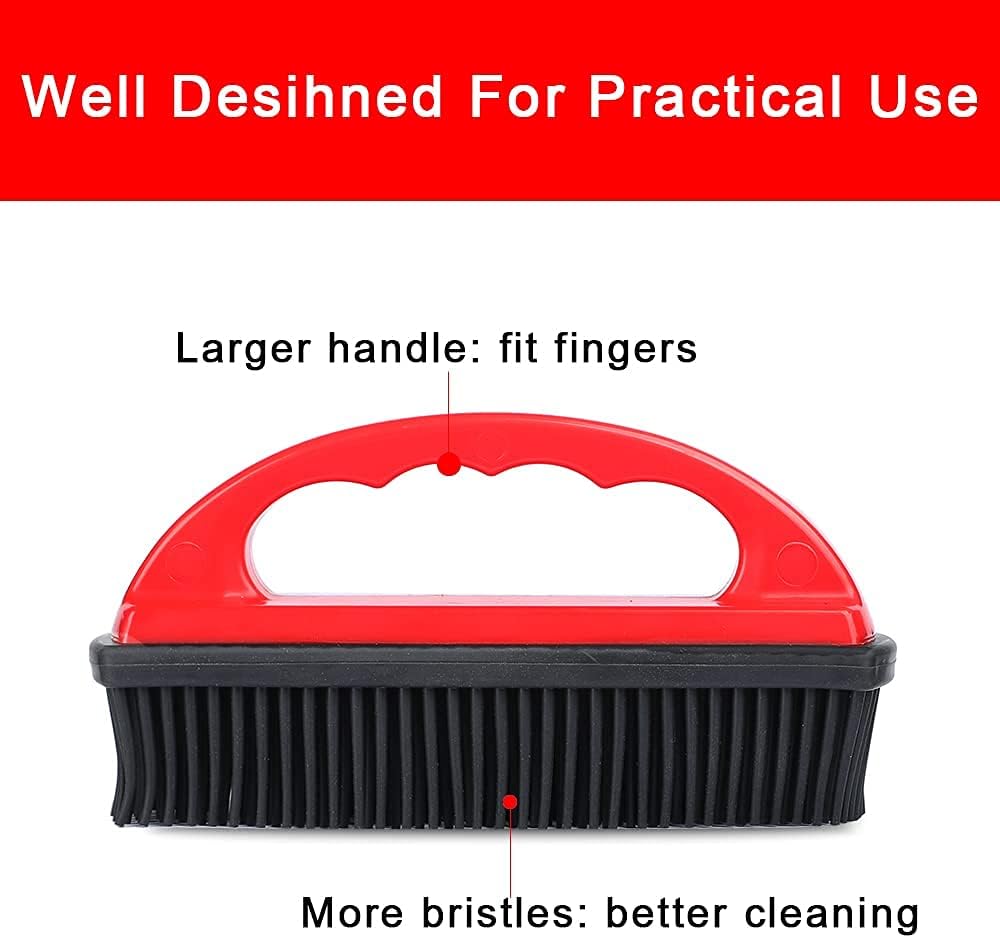 Rubber Pet Cat Dog Hair Removal Brush Lint & Hair Remover Brush,Silicone Lint and Debris Remover for Cleaning, Grooming and Fur Removal, Home,Red