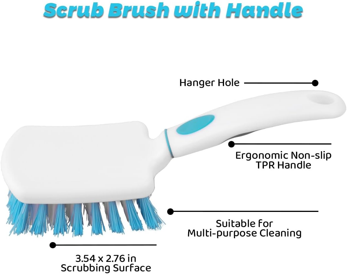 3 Pack Scrub Brush Set, Heavy-Duty Scrub Scrubbing Brushes for Cleaning, Grout Brush with Stiff Bristles Cleaning Brush for Bathroom, Bathtub, Kitchen, Floor, Tub, Tile, Sink