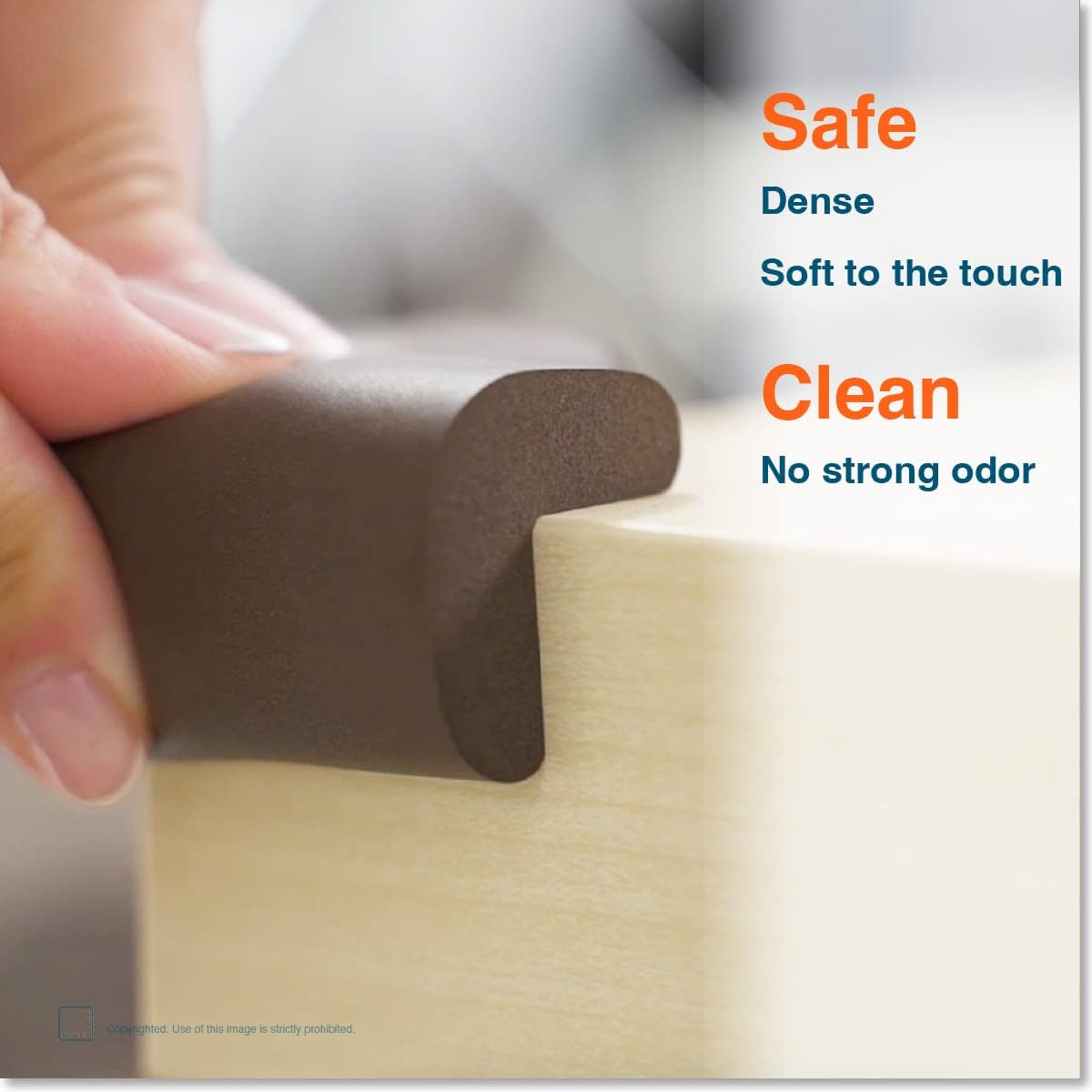 Roving Cove HeftyFit Corner Protector for Baby (4 Large Corners), Heavy-Duty Soft Rubber Foam Furniture Corner Bumper Guards, 3M Adhesive Pre-Taped, Coffee Brown
