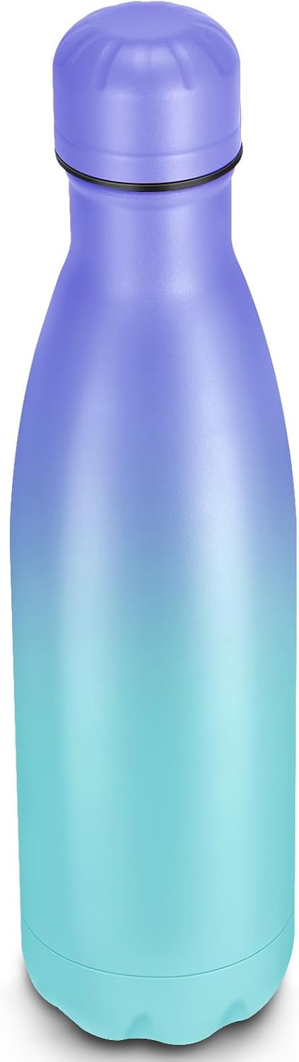 17oz Cola-Bottle Shaped Stainless Steel Leak-proof Water Bottle,Double Wall Vacuum Insulated Metal,Travel Mug For Sports Indoors & Outdoors,BPA-Free Kids Flasks,Purple Blue(1Pack)
