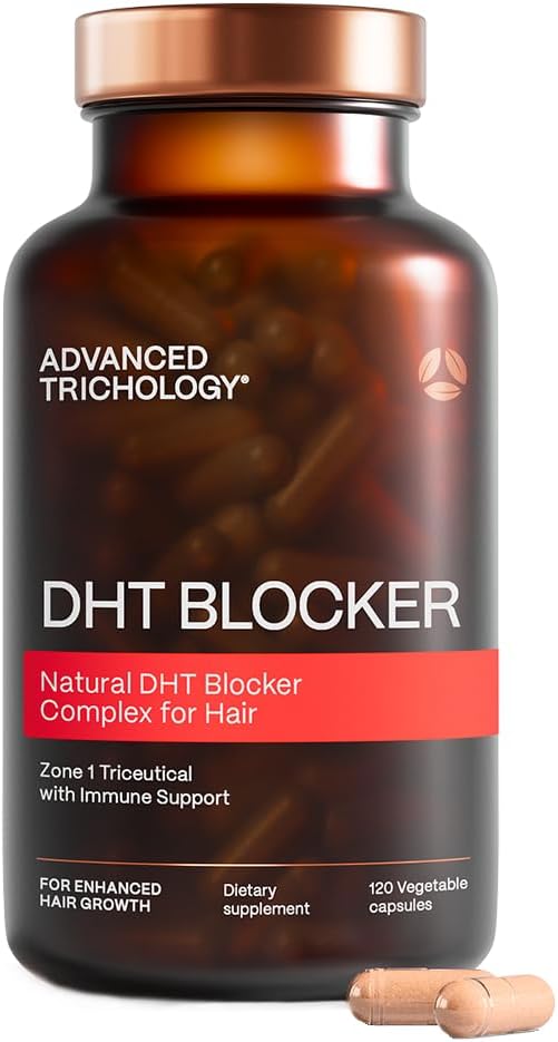 Advanced Trichology DHT Blocker - Hair Growth Supplement for Genetic Thinning for Men and Women | Approved* by American Hair Loss Association - 120 Count (Pack of 1)