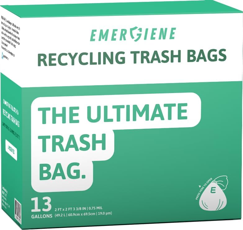 13 Gallon Recycling Trash Bags, 200 Count Drawstring Tall Kitchen Garbage Bags, Pre-Separated, Unscented, Ultra Strong, Leakproof, Sturdy, Translucent Blue