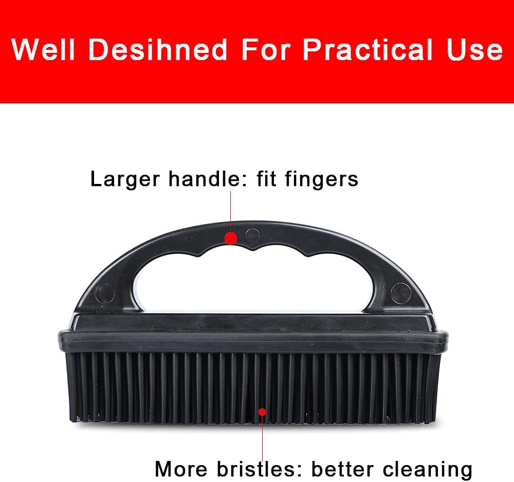 Rubber Pet Hair Removal Brush Lint & Cat Dog Hair Remover Brush Pet Silicone Lint and Debris Remover for Cleaning, Grooming, Home,Black