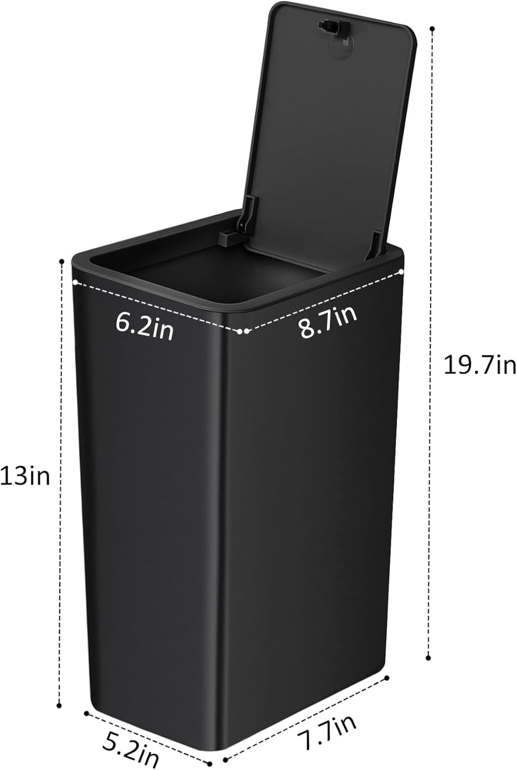 TIPGO Bathroom Trash Can with Lid, 10 Liter/ 2.6 Gallon Slim Garbage Can, Small Trash Bin Waste Basket with Pop-Up Lid for Kitchen, Bedroom, Living Room, Office (Black)