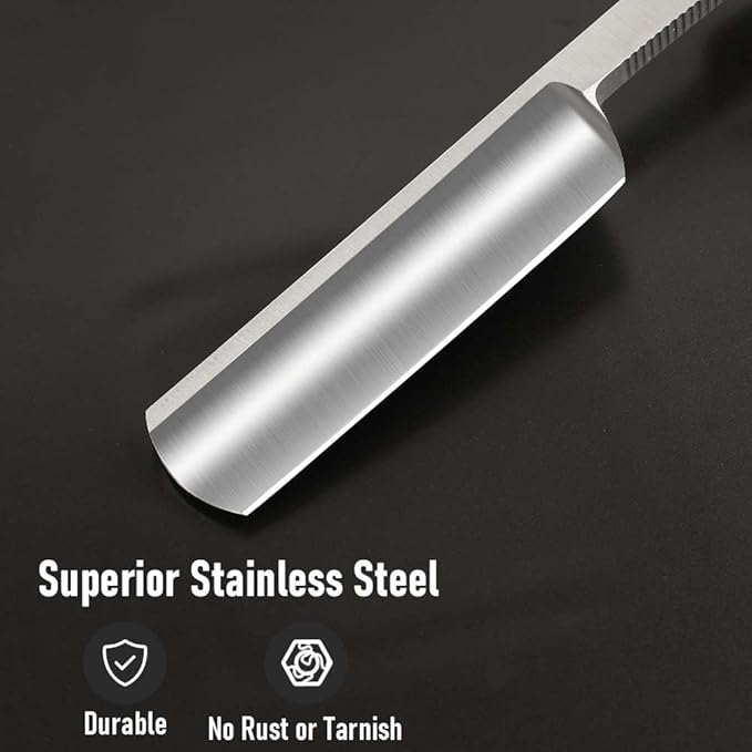 Straight razors for men Professional Straight Edge Barber Razor Premium Stainless Steel Shaver Razor with Shaving Strop for Men Home & Salon Grooming Using (NO.177)