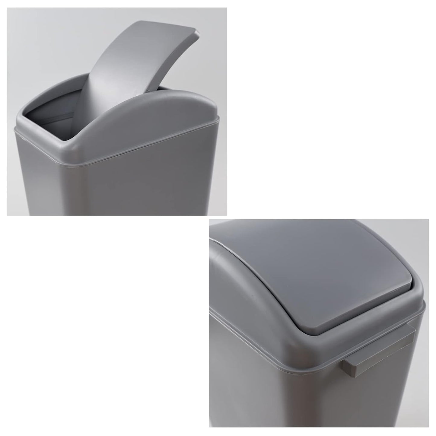 3 Pack 4.5 Gallon Plastic Garbage Can with Swing Lid, Swing-top Trash Bin, Gray