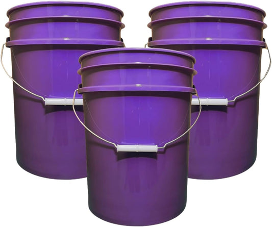 House Naturals 5 Gallon Premium HPDE Plastic Bucket - Made in USA Food Grade Storage Container, BPA Free All Purpose Pail (3, Purple)
