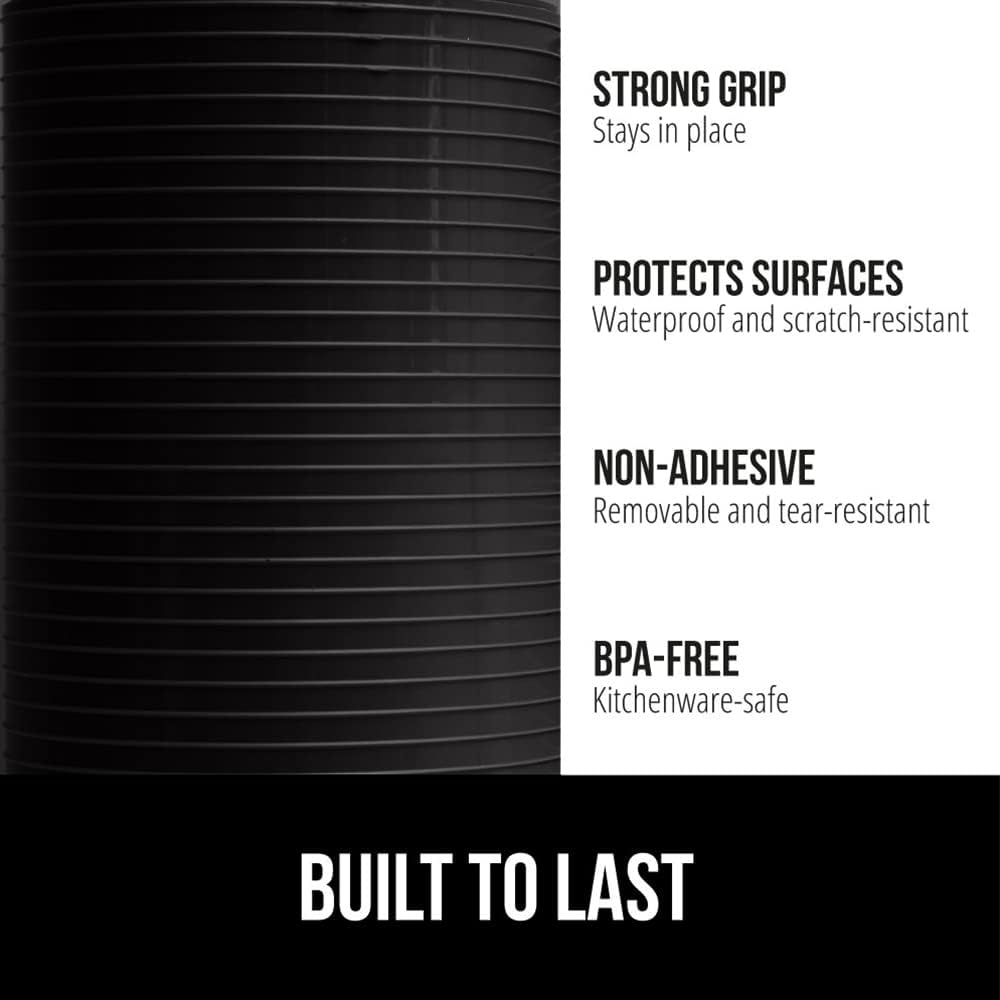 GORILLA GRIP DuraGuard Shelf Liner, 17.5x30 Non-Adhesive Cabinet Liners for Kitchen Drawers, Shelves, Refrigerator, Pantry Storage, Bathroom Closet, Durable Waterproof BPA Free Ribbed Plastic, Black