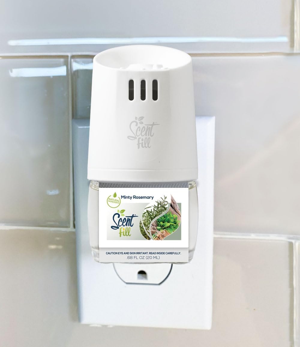 Scent Fill Minty Rosemary Plug in Air Freshener, 4 Scented Oil Refills