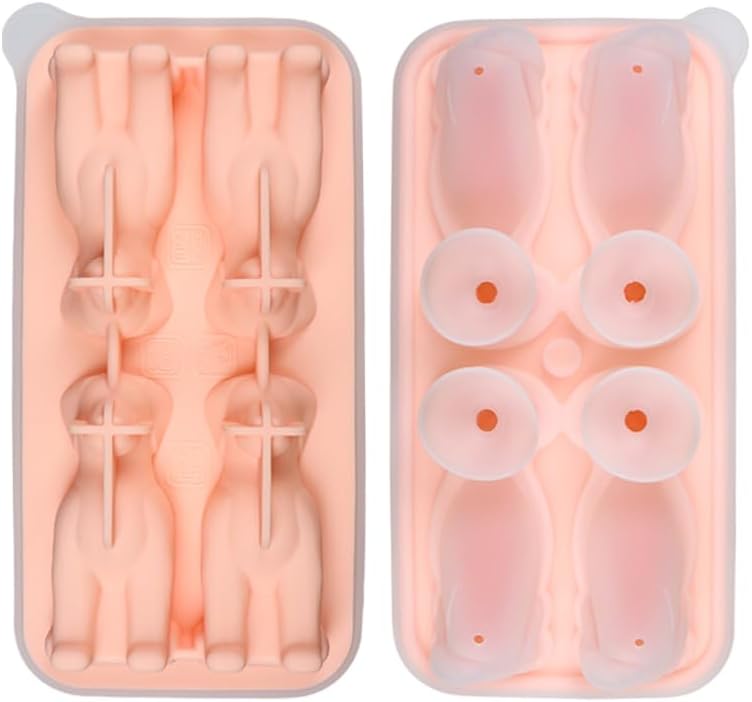 Cute 3D Labrador Dog Silicone Ice Cube Tray Mold Cartoon Animal Ice Box BPA-Free (Pink)