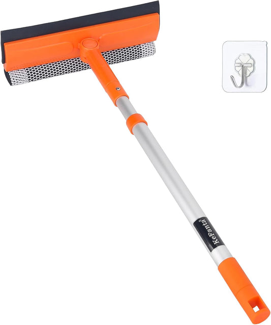 Window Squeegee for Home, Car Windshield Cleaner Tool with Extension Pole 20''-30'', Glass Door and Mirror Washer for Shower Cleaning