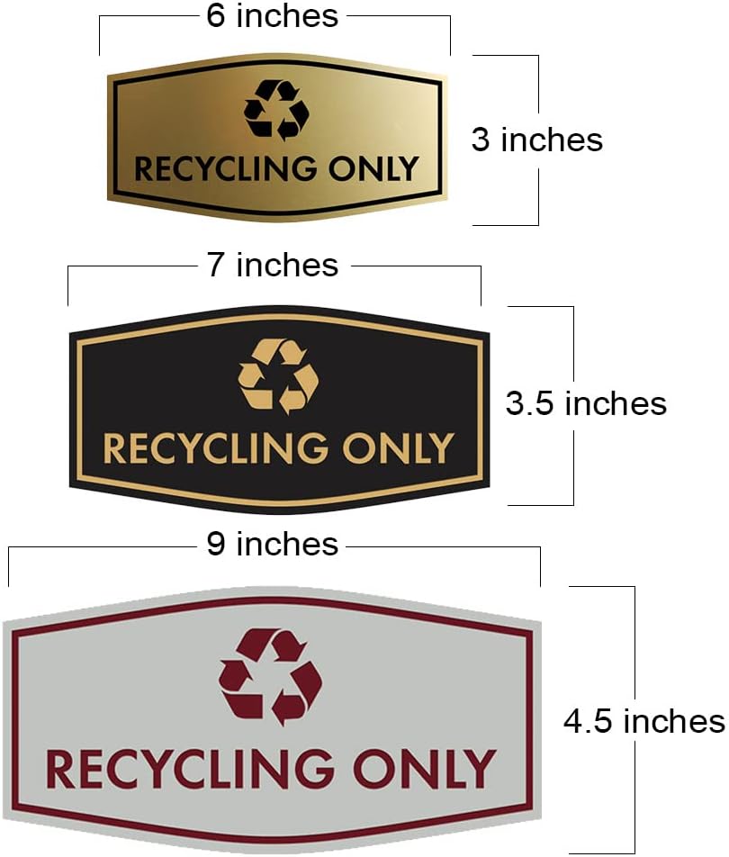 Fancy Recycling Only Sign (Brushed Gold) - Medium
