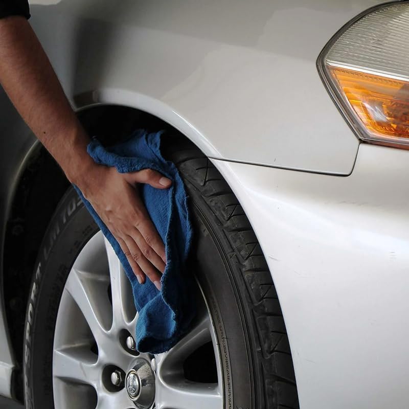 Shop Towels (Blue, 25-Pack) - Bulk Cleaning Towel in a Bag, Mechanic Cotton Wipes for Car Maintenance, Auto Mechanics & Garage, Wipe Grease & Oil, Machine Wash & Reusable