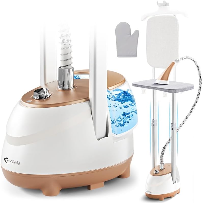 Steamer for Clothes,1800W Standing Garment Steamer with Adjustable Double Rod,Flat and Hanging Ironing,Clothes Steamers with 10 Ironing Modes,30s Fast Heat-up