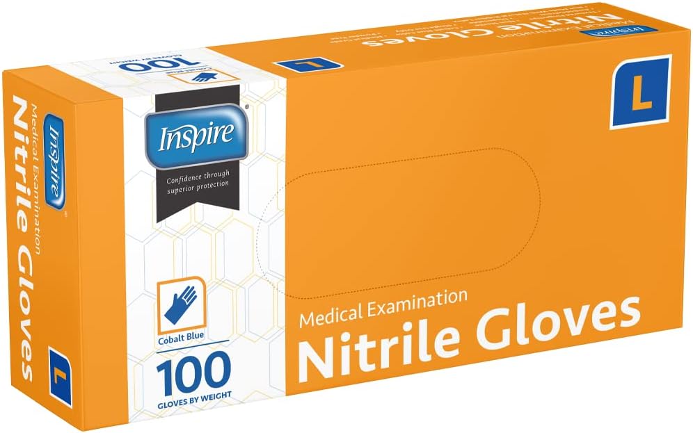 Inspire Nitrile Exam Gloves | The Original Quality Stretch Nitrile Cobalt Blue | 4.5 Gloves Disposable Latex Free Medical EMT