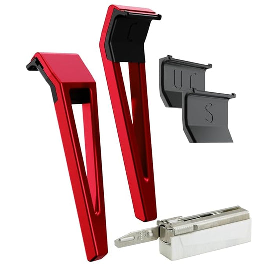 HYPE X1 Safety Razor Custom Pro Set - Magnetic Comfort (C), Sensitive (S) & Ultra-Close (UC) Shave Settings, 20 Non-Proprietary Blades - Single Blade Gentle Shaving Razors For Men and Women - Red