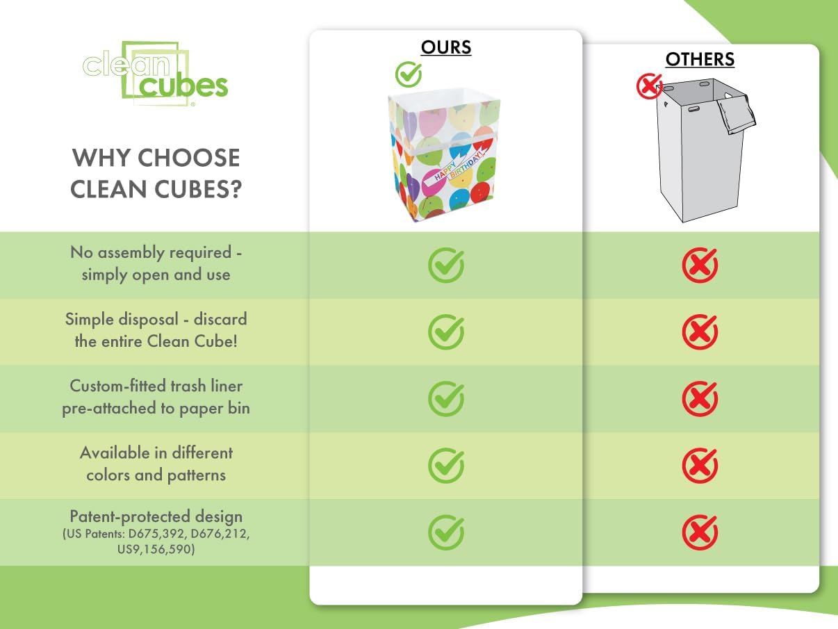 13 Gallon Disposable Pop-Up Trash Cans (6-Pack) with Fitted Bags – Foldable Garbage & Recycling Bins for Parties, Events & Kitchen (Birthday, 17" H x 13.5" W x 10" D)