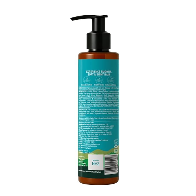 Pilgrim Patuá & Keratin Hair Smoothing Shampoo | Anti-Frizz Formula | Gently Cleanses, Softens & Adds Shine | Smooth, Silky & Bouncy Hair | Sulfate-Free | 6.76 Fl Oz (200ml)