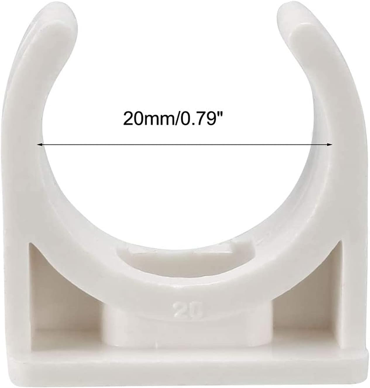 100 Pcs U-Shaped PVC Water 20mm Pipe Clamps Clips, U-Shaped Buckles Fit for 3/4" (20mm) Water Pipes and TV Trays Tubing Hose Hanger Support Pex Tubing （White 20mm）