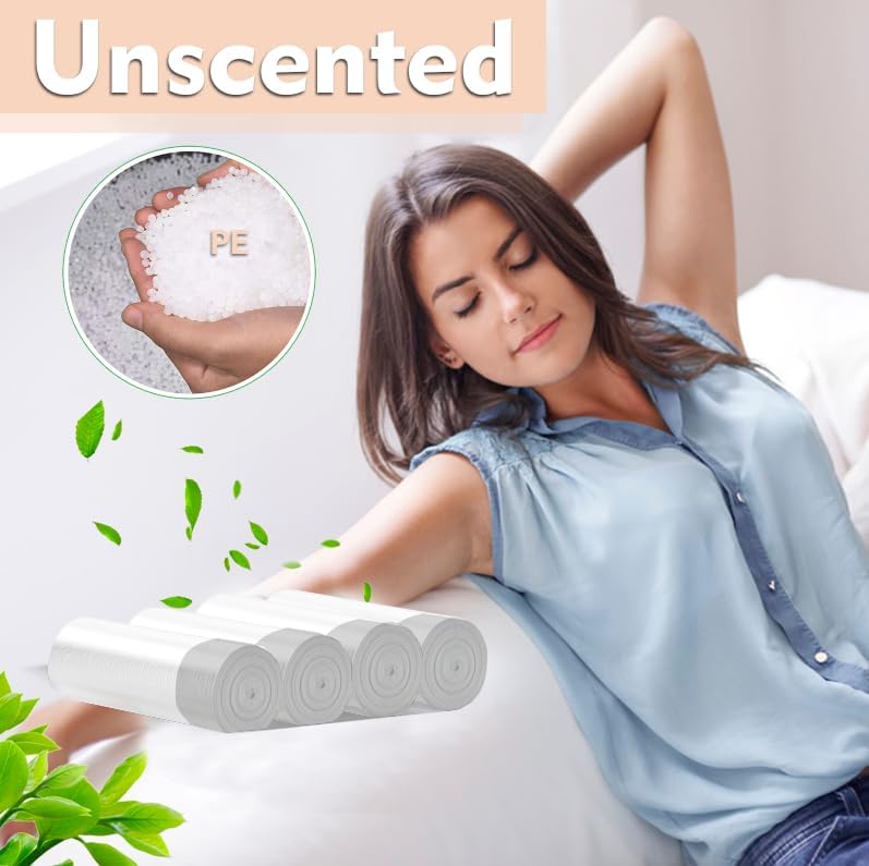 2.6 Gallon Small-Trash-Bags Plastic Drawstring Garbage-Bag - Mini Tiny White Unscented 80 Count For Bathroom Car Can Restroom Office Liners Waste Basket Strong Bulk Inwaysin