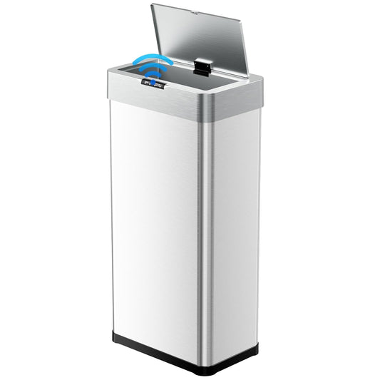 TLSUNNY 16 Gallon Motion Sensor Trash Can,Touchless Automatic Garbage Can,Brushed Stainless Steel Smart Bin,with Bag Holder,Soft Close Lid,for Kitchen,Office,RV,Bedroom,Living Room (Silver, 60L)