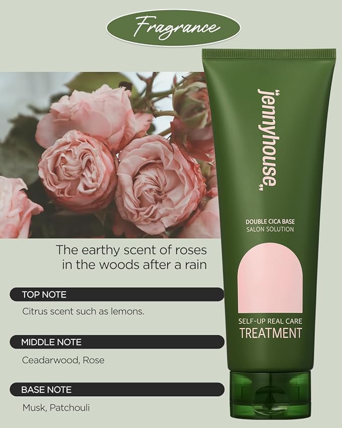JENNYHOUSE Self-Up Real Care Treatment - Damaged Hair Treatment for Frizz Control Prevents Breakage & Restores Volume - Sandalwood & Rose Scent, 7.8oz.
