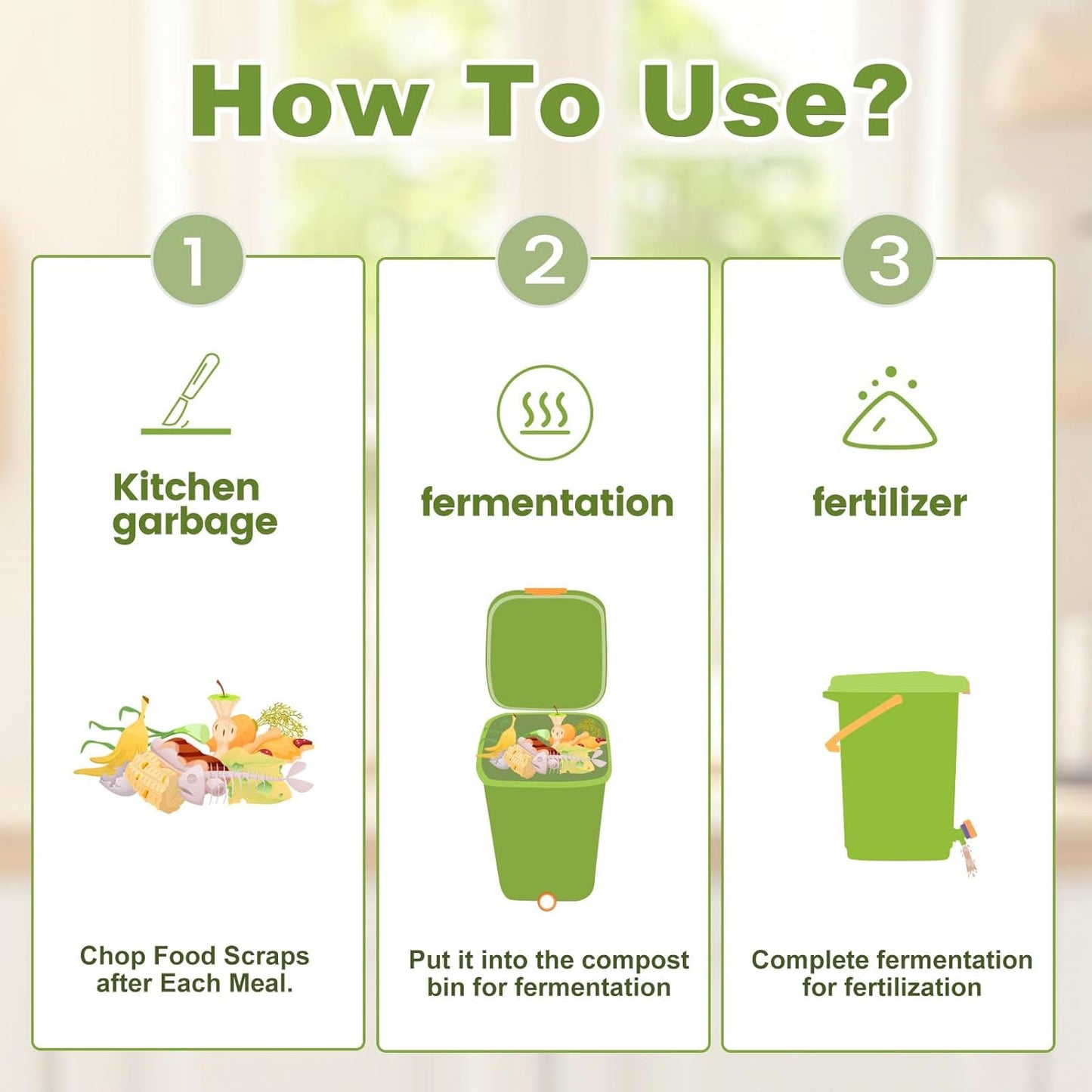 Compost Bin Outdoor, 21 L Garden Composting Bin Bags, Breathable Screen Window Reusable Garden Yard Waste Bags Speed Up Composting & Reduce Odors, Indoor Small Kitchen Compost Bin with Lid, Green