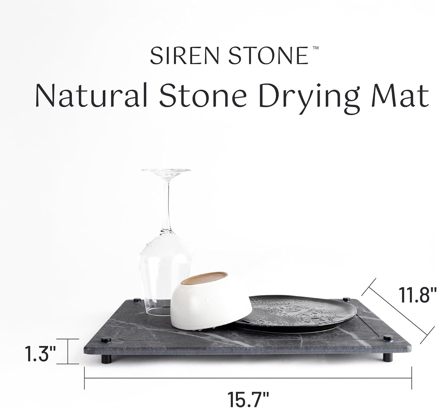 Natural Dish Drying Mat – Eco-Friendly, Rapid-Dry Technology | Modern Design | Non-Toxic | BPA-Free Kitchen Mat by Female-Founded USA Brand | Durable & Sustainable