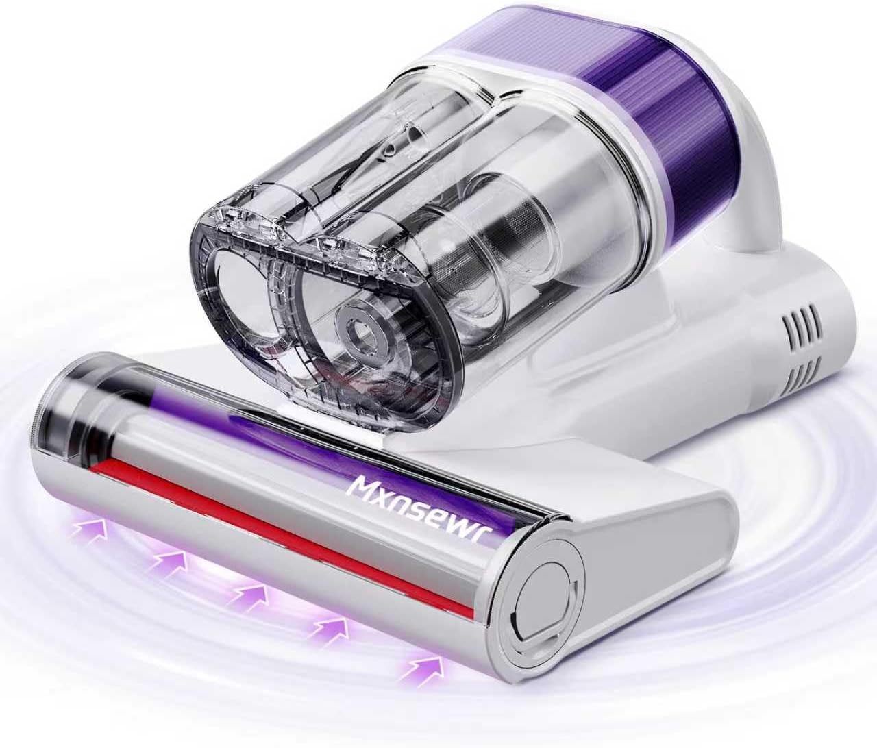 Mattress Vacuum Cleaner, 18Kpa Handheld Bed Vacuum Cleaner with 253.7nm UV-C Light, HEPA Filter & Ultrasoni, 150℉ Heat, Smart Dual Cup, and One-Click ash Removal for Bed, Sofa(White)