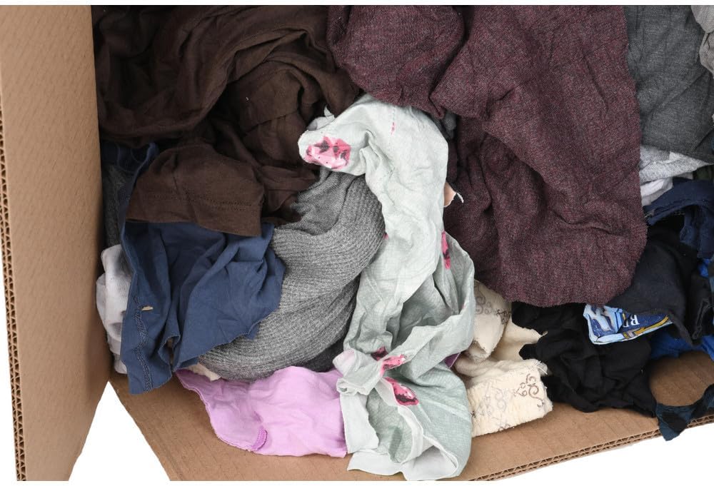 PRO SOURCE Low Lint Reclaimed Cotton Shop Rags, Washable Reusable Disposable (50 lb Box)