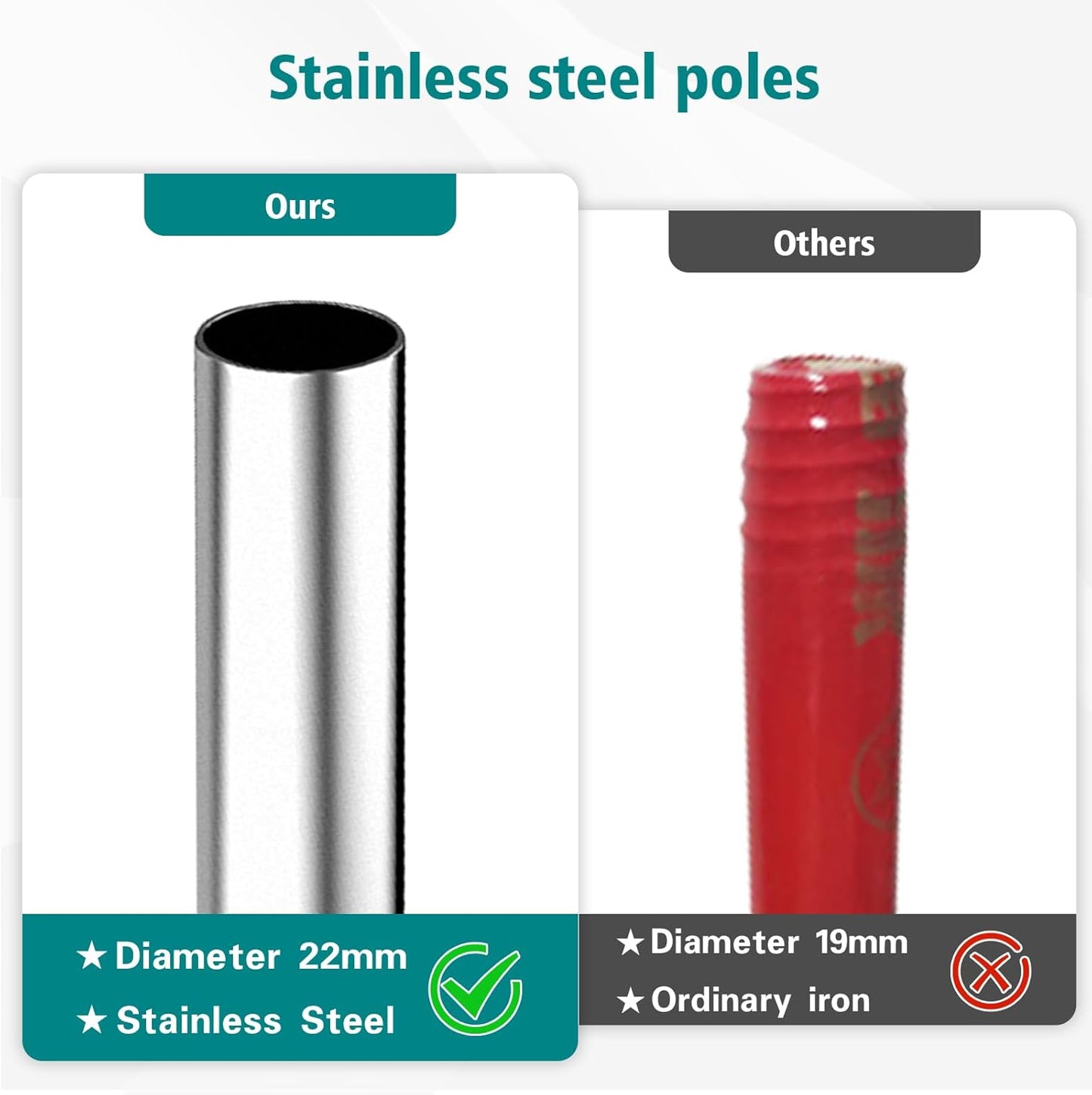 PBHEPJ Broom, Outdoor Broom for Floor Cleaning, 58" Long Stainless Steel Handle, Hard Bristle Angle Broom for Sweeping Indoor, Commercial, Industrial, Garage, Kitchen