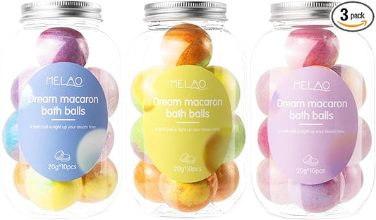 30 Bath Bombs with Essential Oil for Women Spa Gift Set Relaxing Birthday Gift for Best Friends Bubble Bath Skincare Relaxation Aromatherapy