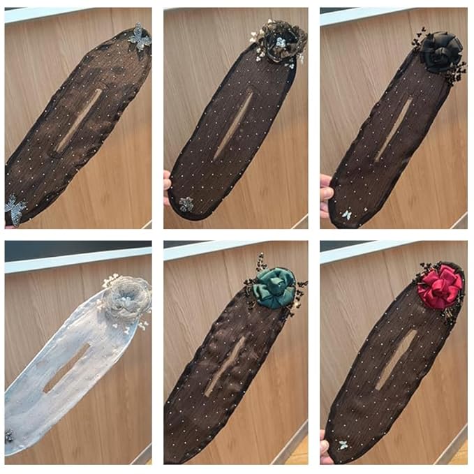 2PCS Hand Embroidered Flower Ball Hair Clip, Hair Bun Roller and Twister for Long Hair, Lazy Curler Hair Accessories for Women (6pcs)