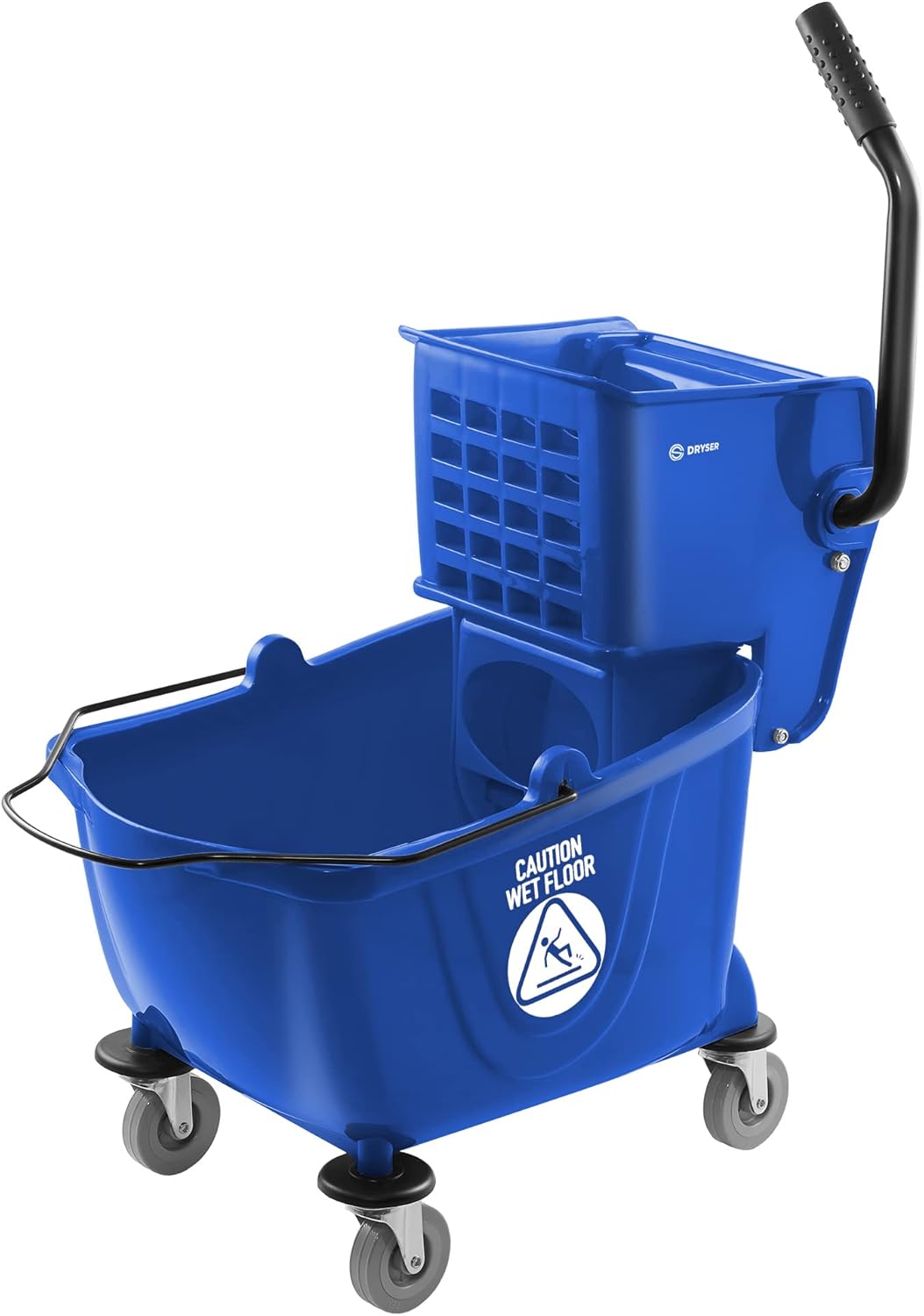 Dryser Commercial Mop Bucket with Side Press Wringer, 26 Quart, Blue