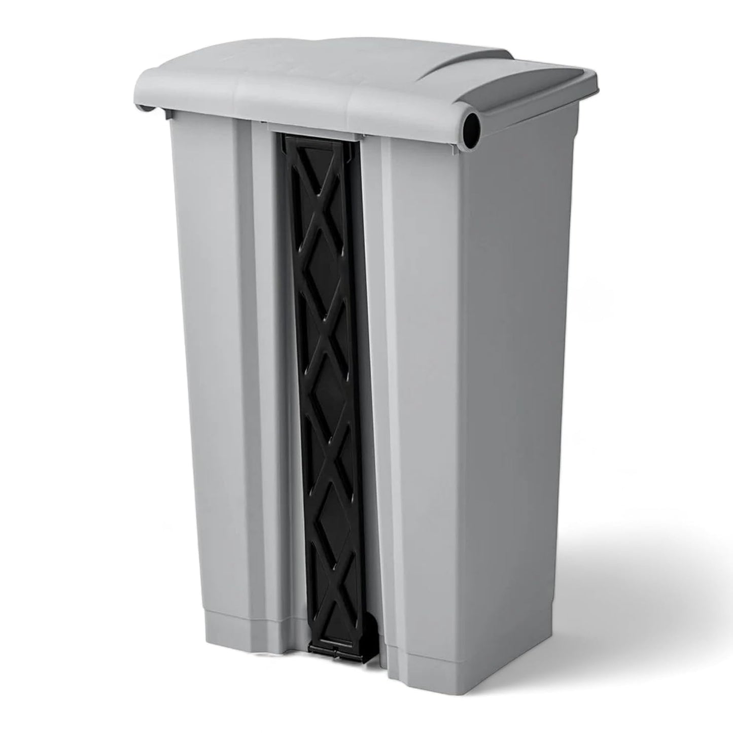 PRO&Family Step-On Trash Can with Lid, Plastic Waste Bin, Foot Pedal Operation (Gray, 23 Gallon)